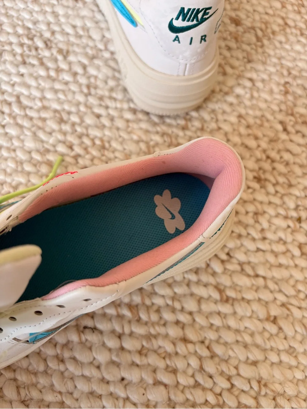 Nike Air Force 1 Low - White with Pink & Blue Accents